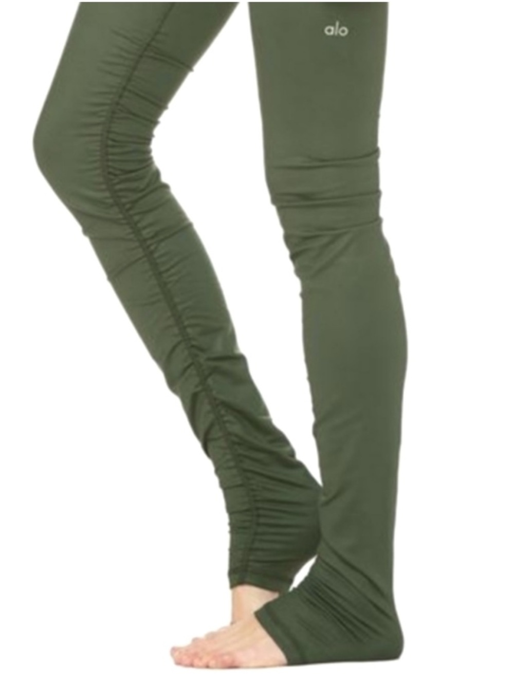 Alo Yoga Idol Ruched Leggings•Olive Green - Picture 2 of 13